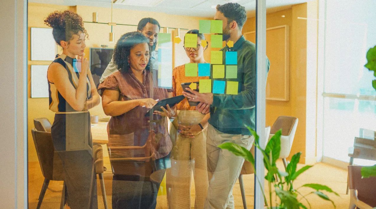 People brainstorming in a conference room