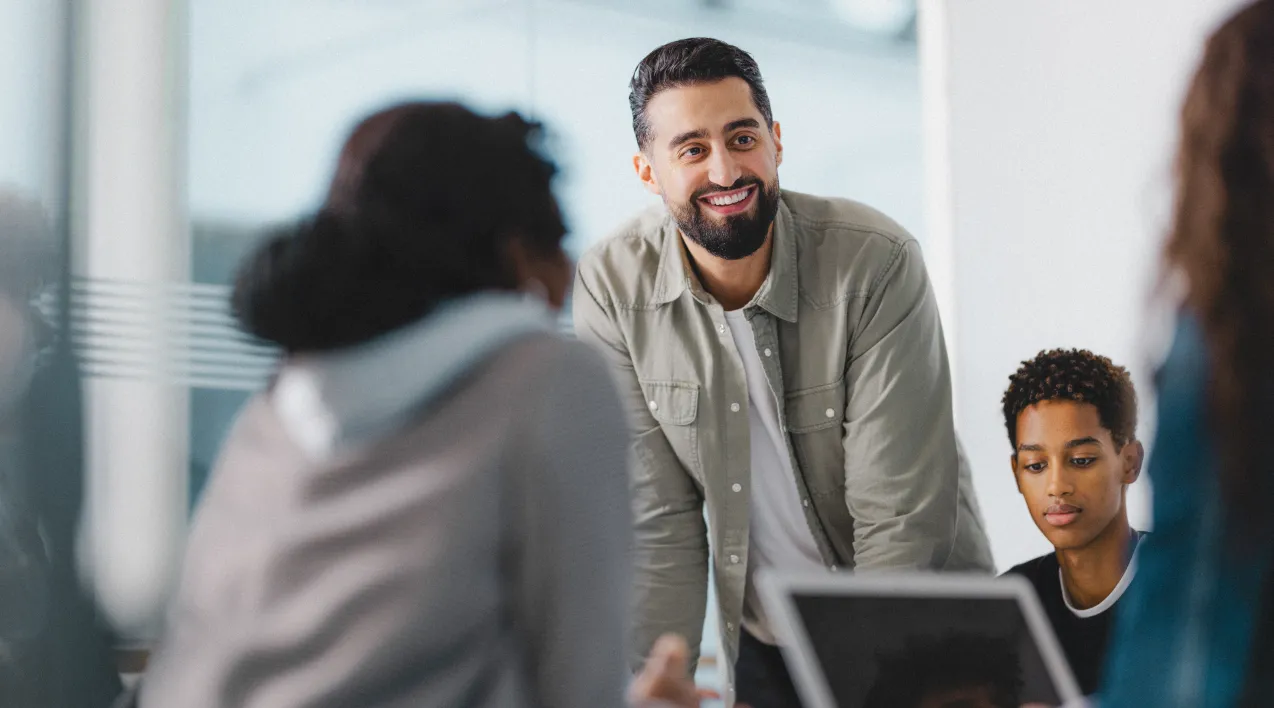 Bearded man smiling